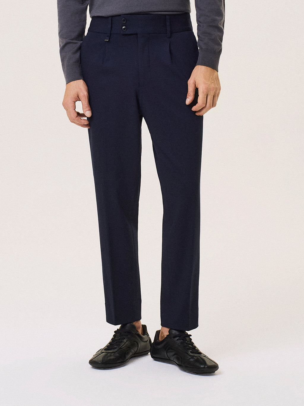 Pantalone da uomo sartoriale in punto milano con fascia alta, David Naman