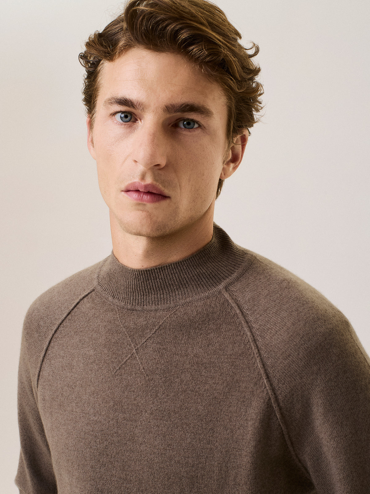 Cashmere blend mock neck sweater