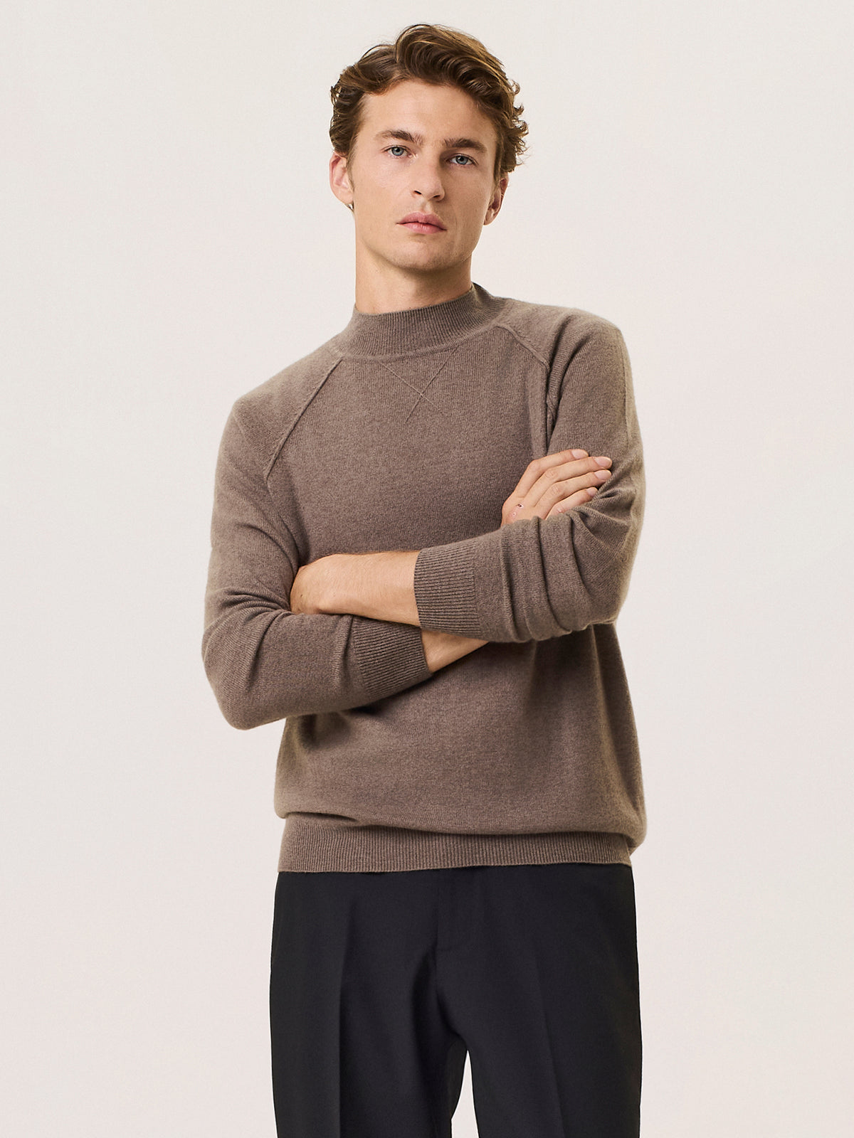 Cashmere blend mock neck sweater