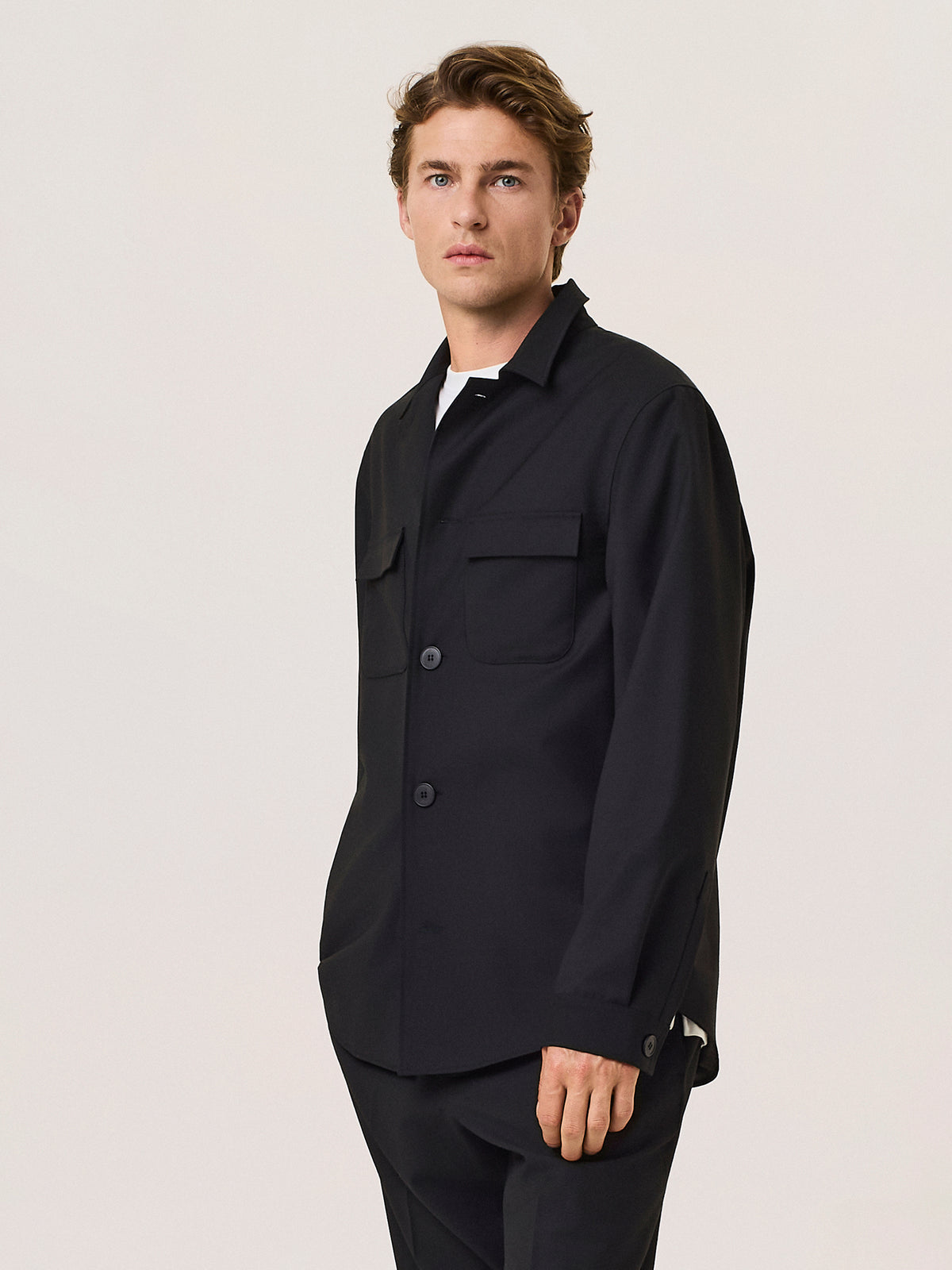 uniform wool blend shacket