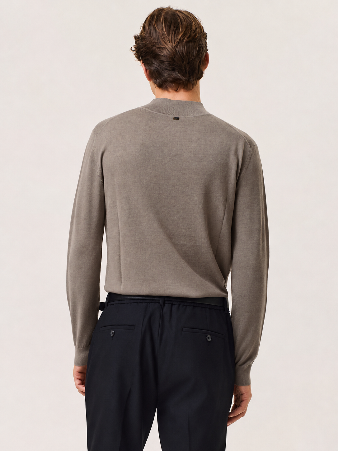 Merino wool and silk mock neck sweater