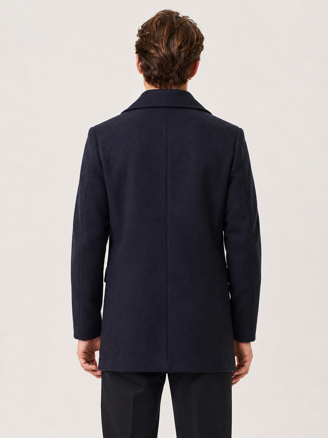Double-breasted wool blend peacoat