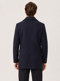 Double-breasted wool blend peacoat