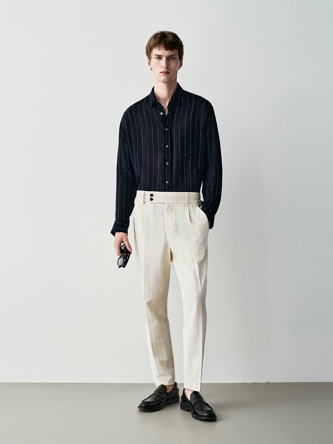 Camicia gessata in lino
