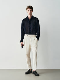 Camicia gessata in lino