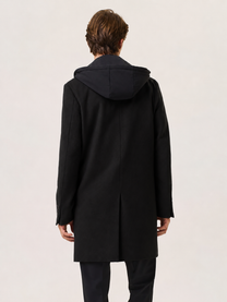 wool blend coat with removable nylon bib