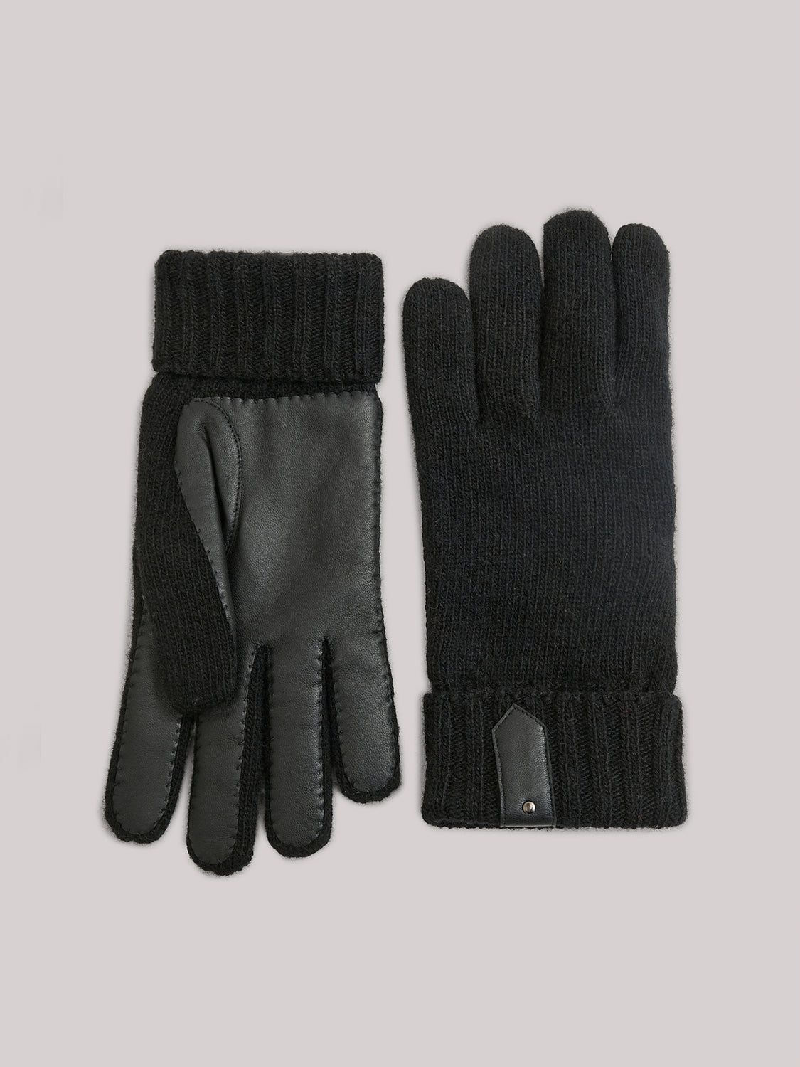 Knit and leather gloves