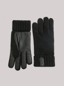 Knit and leather gloves